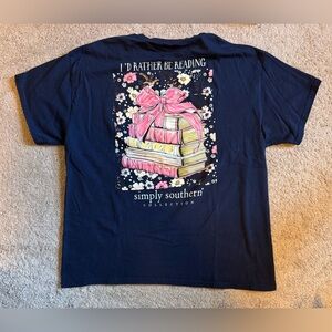 Simply Southern Dark Blue Tee with Book Design